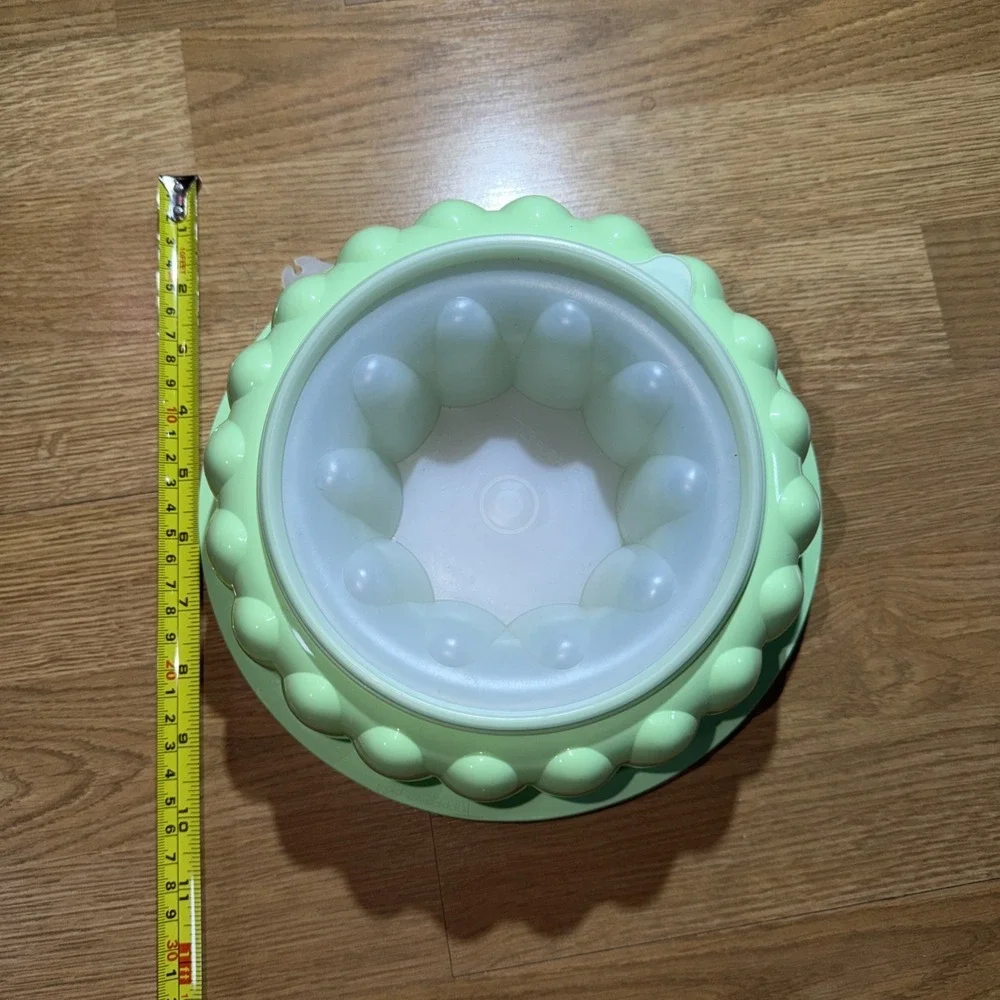 VTG 3pc Tupperware Jello Mold Ice Ring 1970s Mint Green #1201 1202 1203 Lid Set